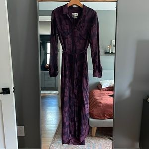 Essentiel Antwerp black and purple floral shirt dress